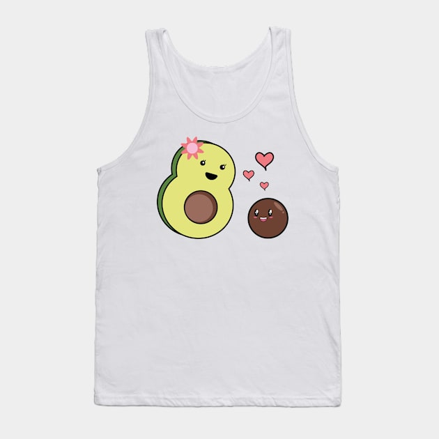 Mrs Avocado Kawaii And Baby Avocado Kawaii Tank Top by IstoriaDesign